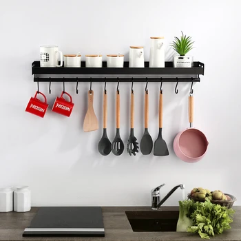 

Wall-Mount Spice Racks Utensil Spoon Hanger Hook Kitchen Gadgets Accessories Supplies Kitchen Organizer Storage Shelves