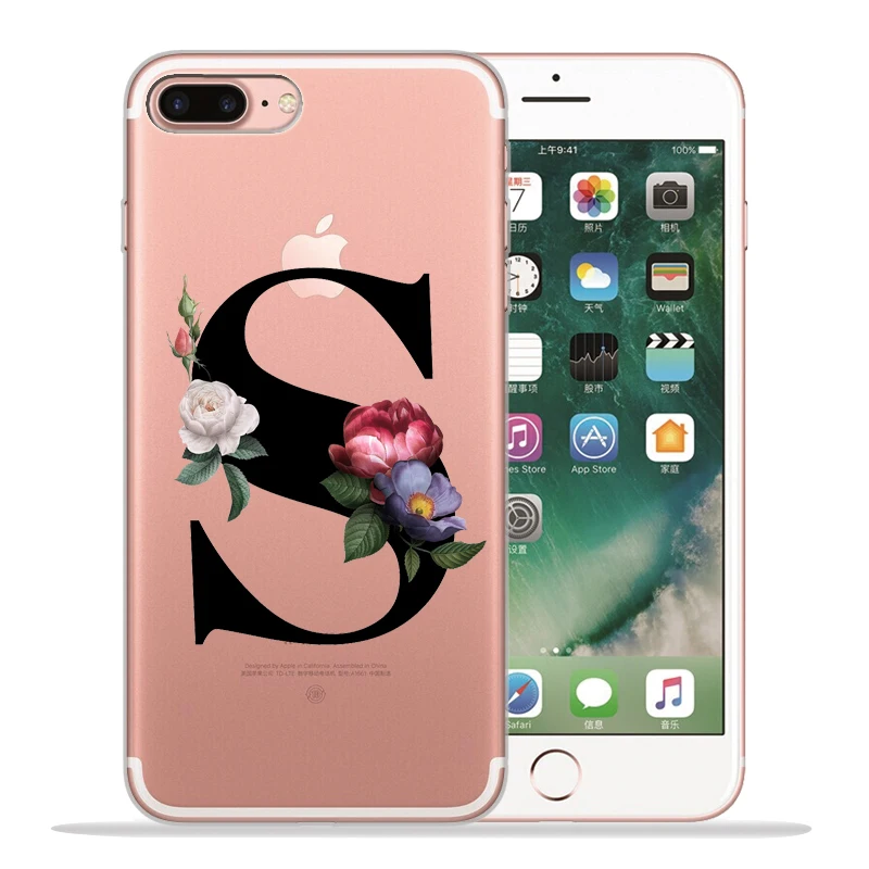 Чехол для телефона с буквенным принтом и цветочным рисунком, чехол для iPhone X, чехол 11 11 Pro Max 5, 5S, 6, 6 S, 7, 8 Plus, X, XS, Max, XR, чехол для iPhone 8, чехол - Цвет: 19