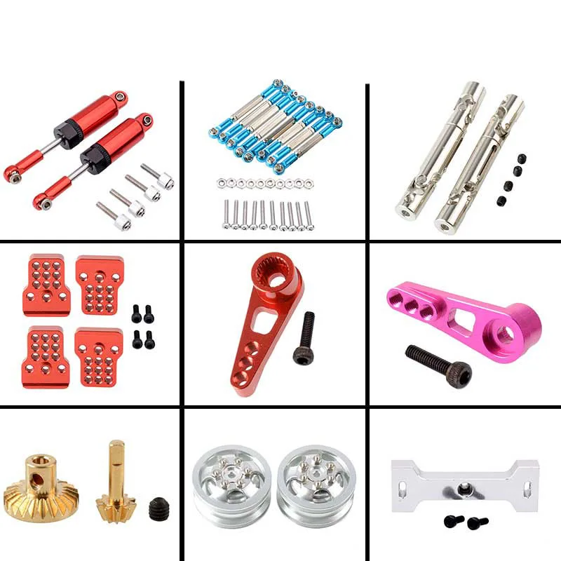 WPL C34 Climbing Car Upgrade Kit WPL01 Metal Wheel Rim/Shock Absorber/Linkage Pushrod/Servo Arm/Drive Shaft for 1/16 RC Part |