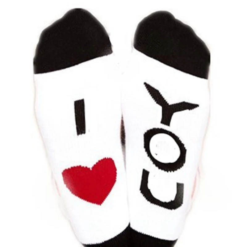 Новые модные женские и мужские унисекс забавные повседневные спортивные хлопковые короткие носки с надписью I LOVE YOU носки для влюбленных