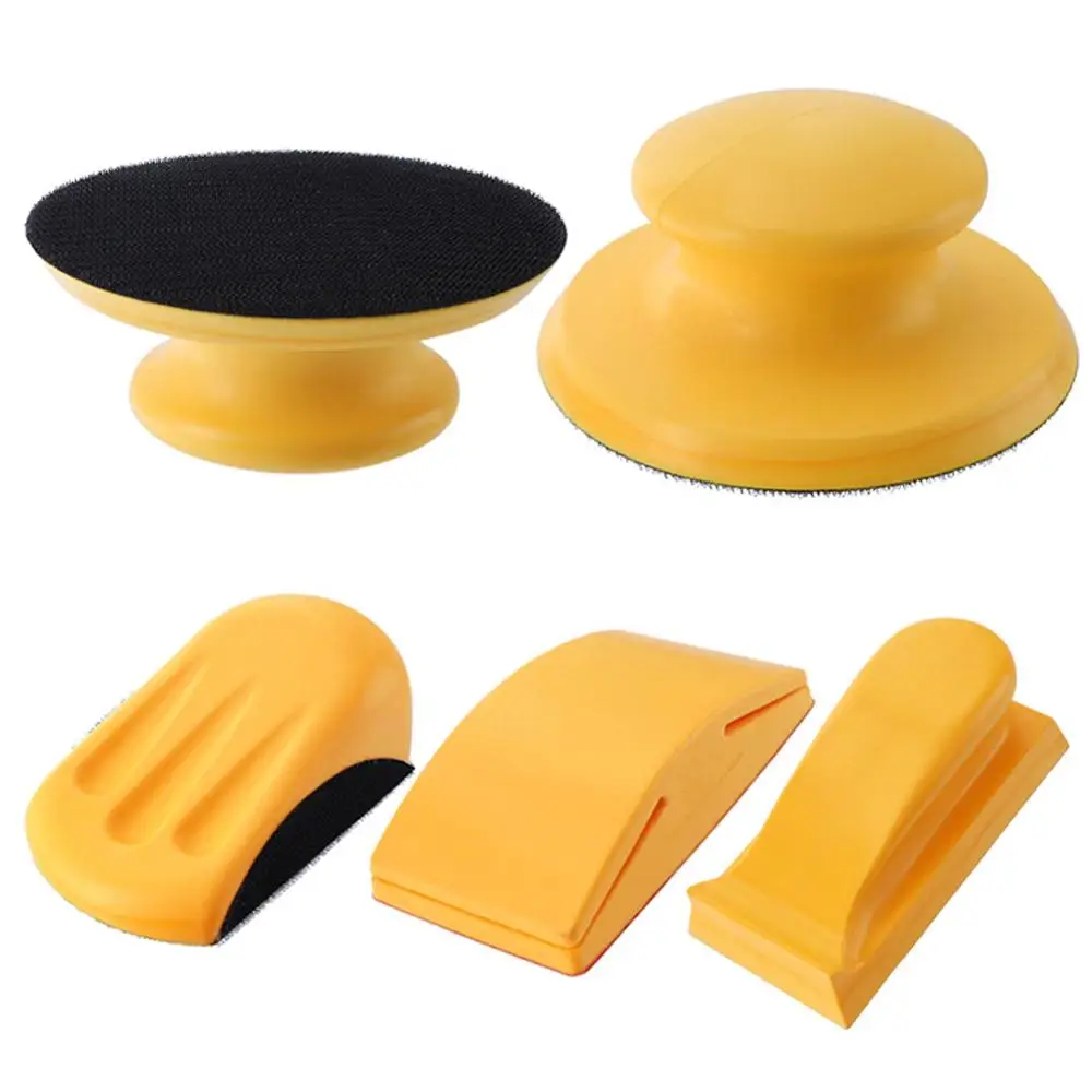 

5 Inch Hand Sanding Block Rubber Hook Loop Backing Pad Sandpaper Holder Hand Grinding Block Polishing Tools Kit
