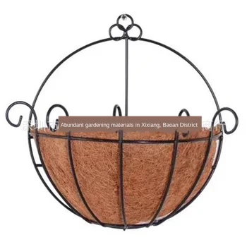 

Creative Half Round Planter Basket Wall Hanging Planting Pot Outdoor Coconut Garden Decor Hogard