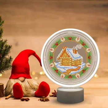 

DIY Diamond Painting Neon Lights House Mosaic Embroidery Light Home Desk Lamp Cross-Stitch Christmas Home Decor Lamp Gift