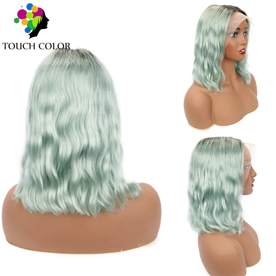 

Ombre Colored Lace Frontal Wig 13x4 Indian Body Wave Short Bob Wigs For Black Women Remy Human Hair Lace Frontal Wig Pre Plucked