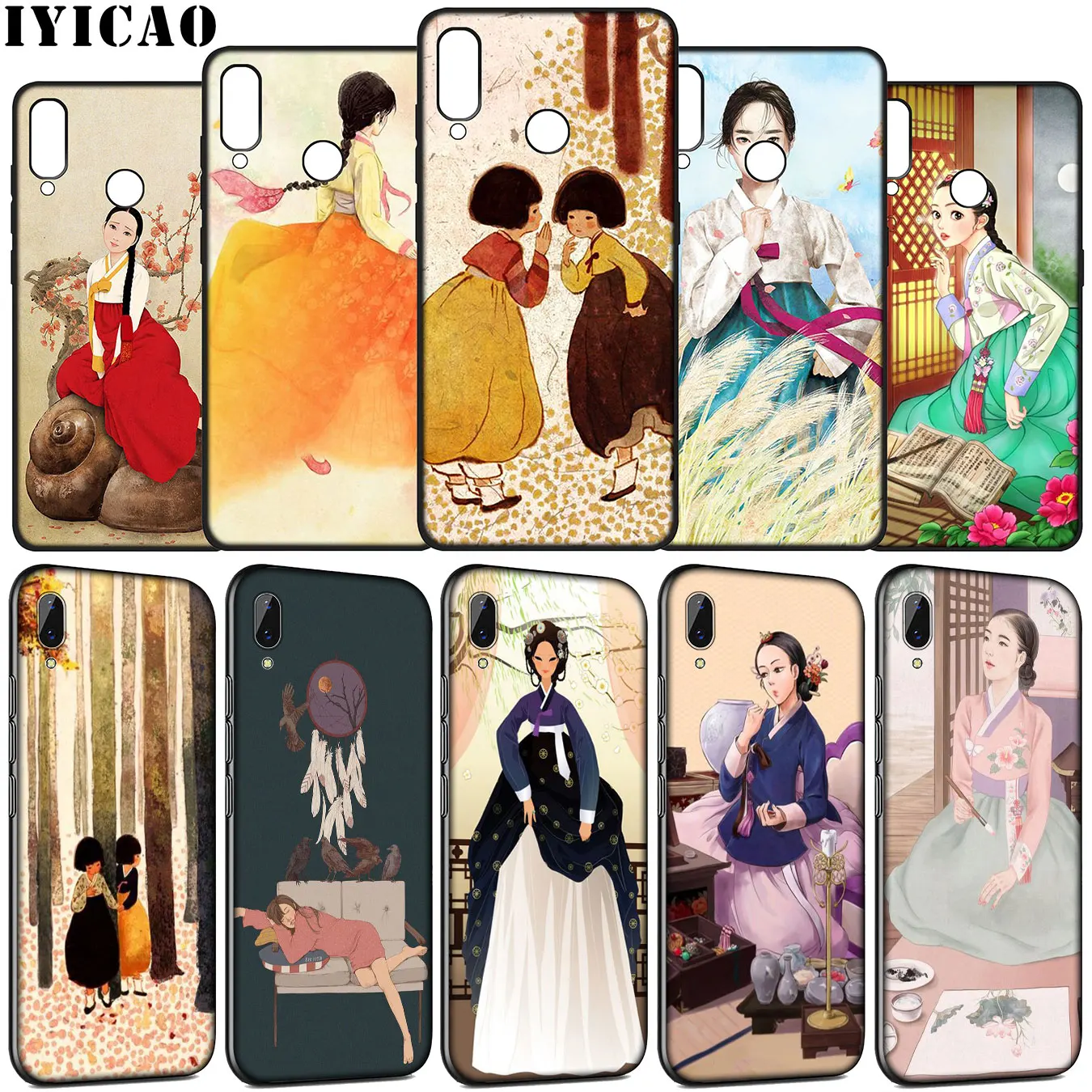 IYICAO Korean Inbetweening Girl Soft Case for Huawei Y9 Y7 Y6 Prime 2019 Honor view 20 8C 8X 8 9 9X 10 Lite 7C 7X 7A Pro | Мобильные
