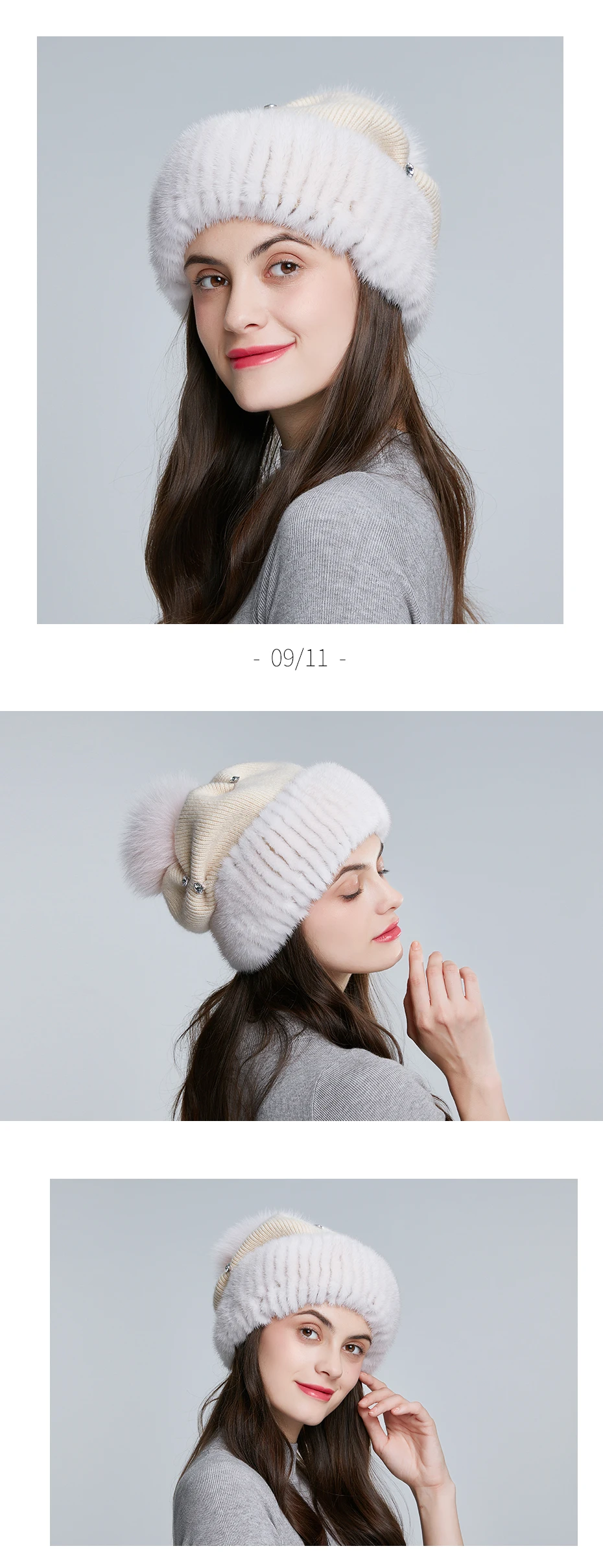 ENJOYFUR зимние норковые меховые шапки для женщин громоздкие шерстяные шапки с меховым помпоном из лисьего меха новые стильные шапочки для девочек модная зимняя шапка