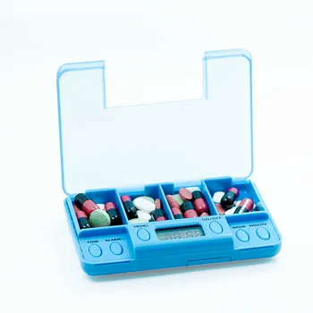 

4 Grid pill box medicine Storage Box Electronic Timing Reminder Medicine Boxes Alarm Timer Pills Organizer Pill Container WF929