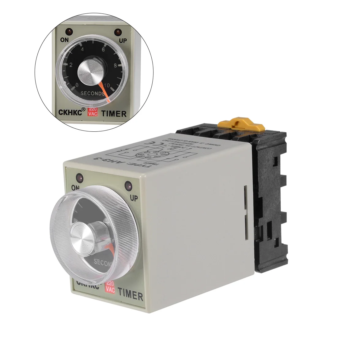 

uxcell AC220V 10S 8 Terminals Range Adjustable Delay Timer Time Relay AH3-3 w base