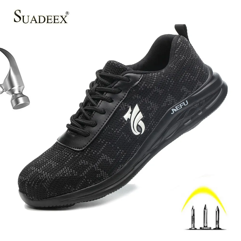 

SUADEEX Men Work Shoes Steel Toe Cap Ankle Boots Lightweight Safety Shoes Man Female Anti-smashing Comfortable Security Shoes