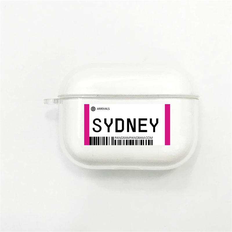 Чехол для наушников с Bluetooth для Apple Airpods Pro 3 INS Label Bar code City letter, прозрачный мягкий чехол из ТПУ - Цвет: Sydney