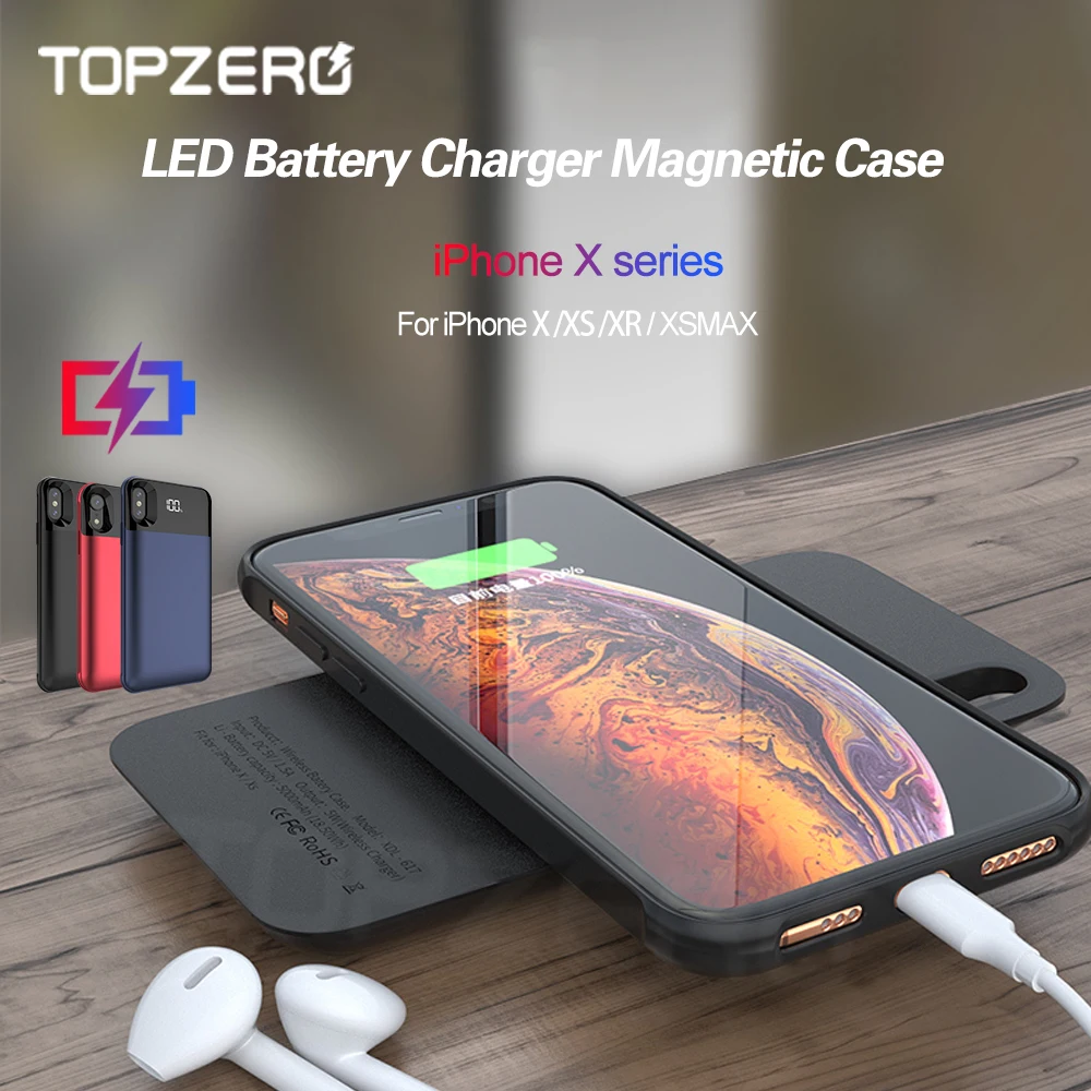 Чехол зарядного устройства TOPZERO для iPhone X XS XR MAX магнитный беспроводной внешний