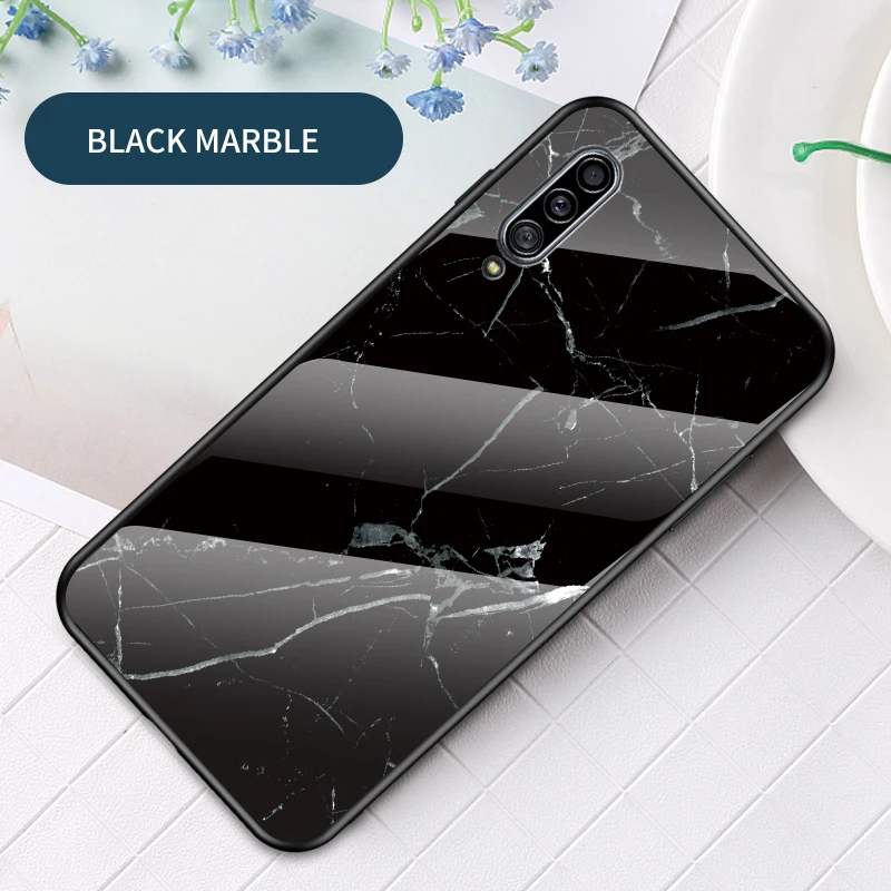 Черный Закаленное Стекло чехол для samsung Galaxy A90 A80 A70 A60 A50 A40 A30 A20 A10 M40 M30 M20 M10 AM-M105 чехол градиент Защитный чехол - Цвет: Черный