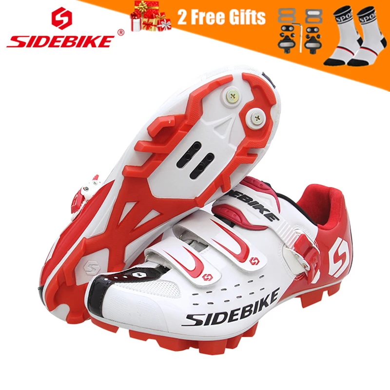 

SIDEBIKE Men Mountain Bike Shoes Cycling Road Bicycle MTB Shoes Breathable Wear Resistant Self-locking Cycling Sneakers White