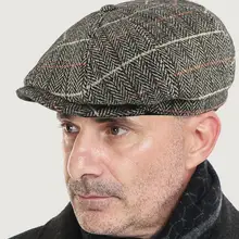 Мужские Восьмиугольные шляпы в британском стиле, Зимняя шерстяная шляпа плюща, шляпа для гольфа, для вождения, осенняя мужская шерстяная плоская кепка Newsboy