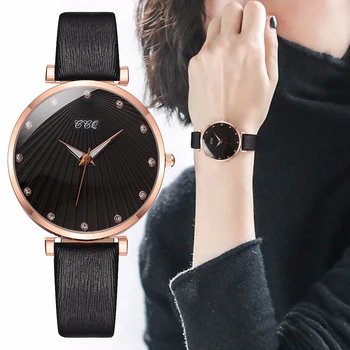 

CCQ Brand Women Leather Rhinestone Watch Luxury Ladies Quartz Diamond Watches Clock Relogio Feminino