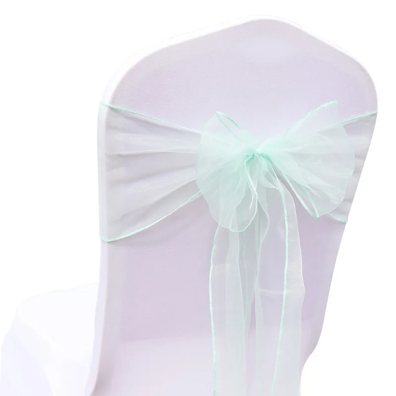 Органза свадебный стул узел украшение стул пояса бант для свадебной вечеринки событие банкет накладка на стул декор 18 см x 275 см - Цвет: Mint Green