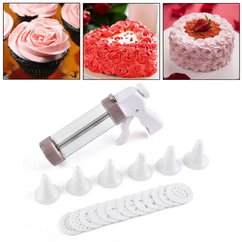 

20 Pcs Cookie Press Set with Cake Cream Decorating Syringe Baking Pastry Nozzle Cupcake Icing Piping Tips Baking Tools