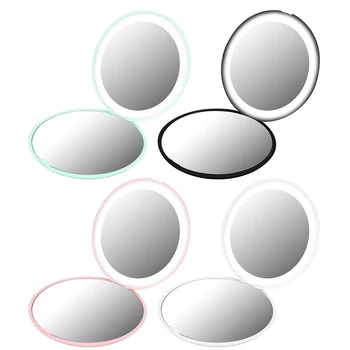 

Mini makeup mirror 12 LEDs portable folding cosmetic mirrors with 10x magnification