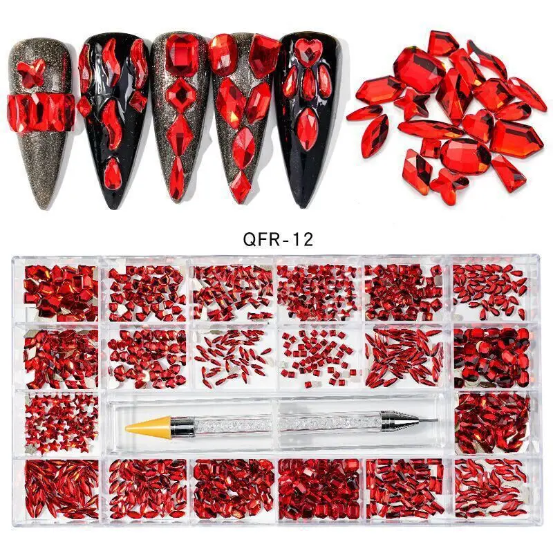 400PCS /480PCS Multi-size Crystal AB Nail Rhinestones Drill pen Various Shapes Decorations Accessories Art | Красота и здоровье