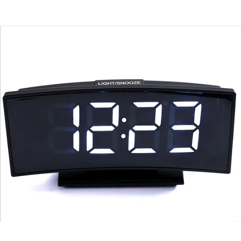 Электронные часы настольные многофункциональные будильник изогнутое зеркало часы внешний источник питания