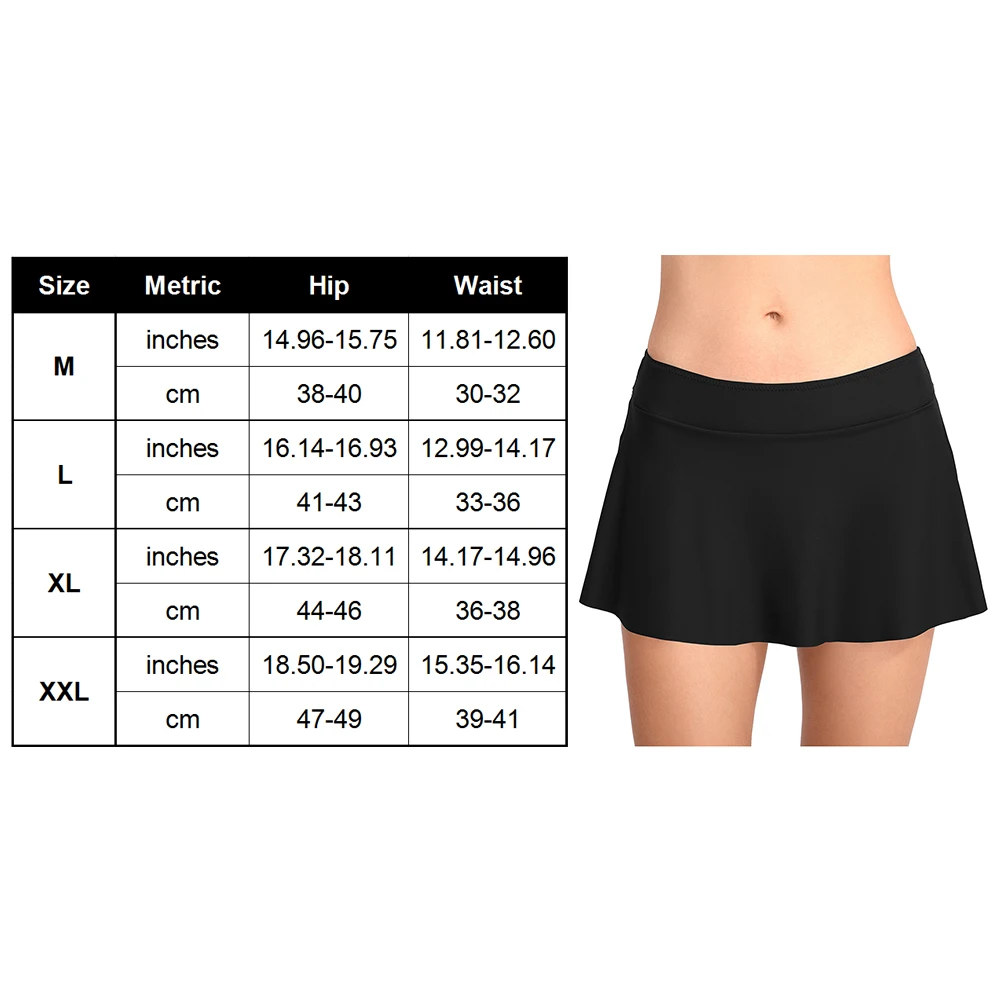 Holiday Summer Wear Casual Bikini Bottom Short Elastic Two Piece Separates Sexy Solid Mid Waist Women Swim Skirt Bathing Beach