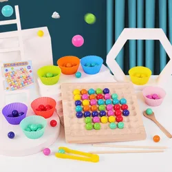 Rompecabezas Montessori de madera para niños, juguete interactivo con bolas de Clip, regalo educativo para padres e hijos, 1 unidad
