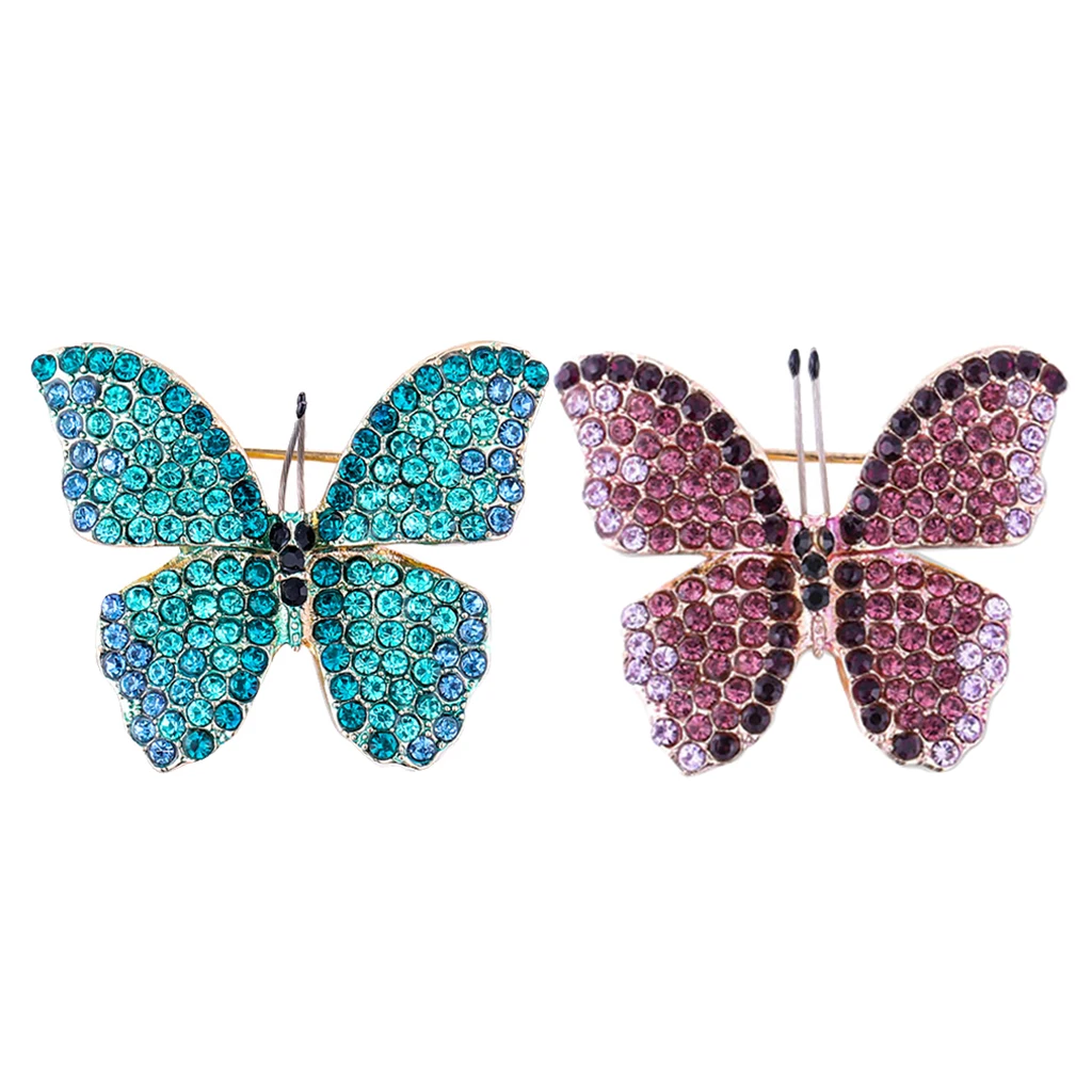 Ladies Butterfly Brooch Pins Bling Full Rhinestone Lapel Pin Crystal Elegant Jewellery Collar Bags Clothes Decorative Supplies