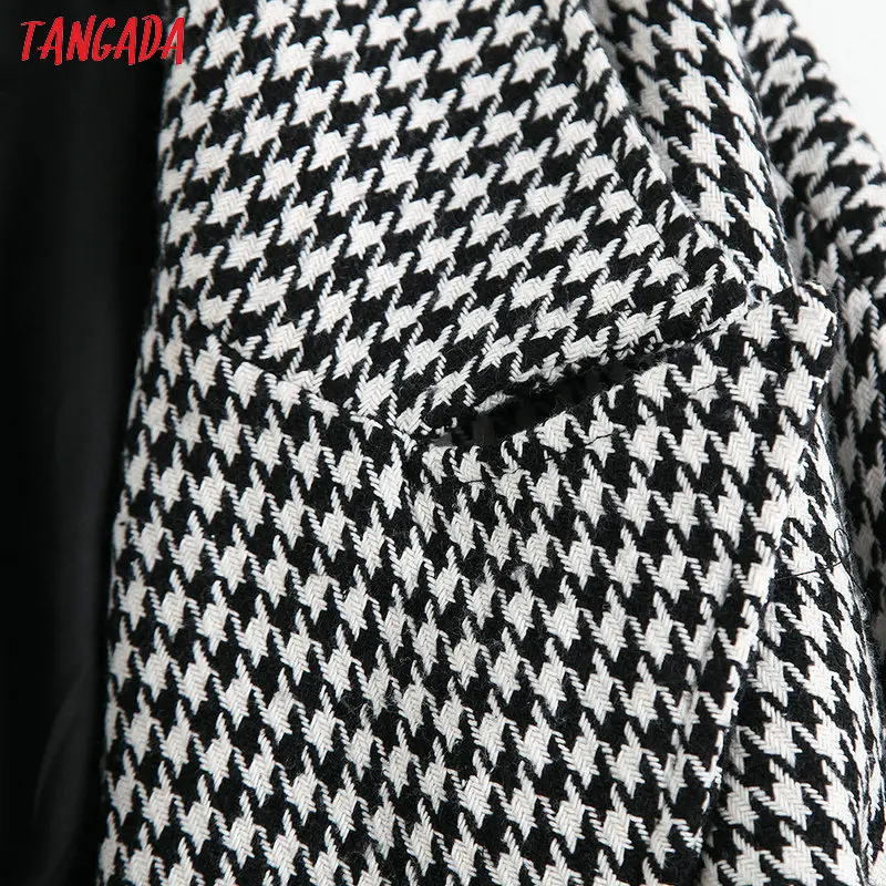 Beste Tangada Elegante 2019 Winter Vrouwen Lange Jas Jas Casual Hoge Kwaliteit Warme Plaid Patroon Overjas Fashion Lange Jassen BE02