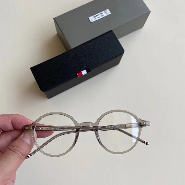 New High Quality Thom Brand Designer Retro Round Eyeglasses Optical Prescription Glasses Frame Men Gafas Women with Original Box Grey