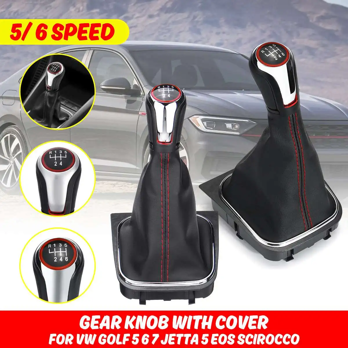 For Vw Volkswagen Golf 5 / 6 Mk5 / Mk6 Jetta Car Gear Shift Knob Lever Pen 5 6 Speed Handle Ball