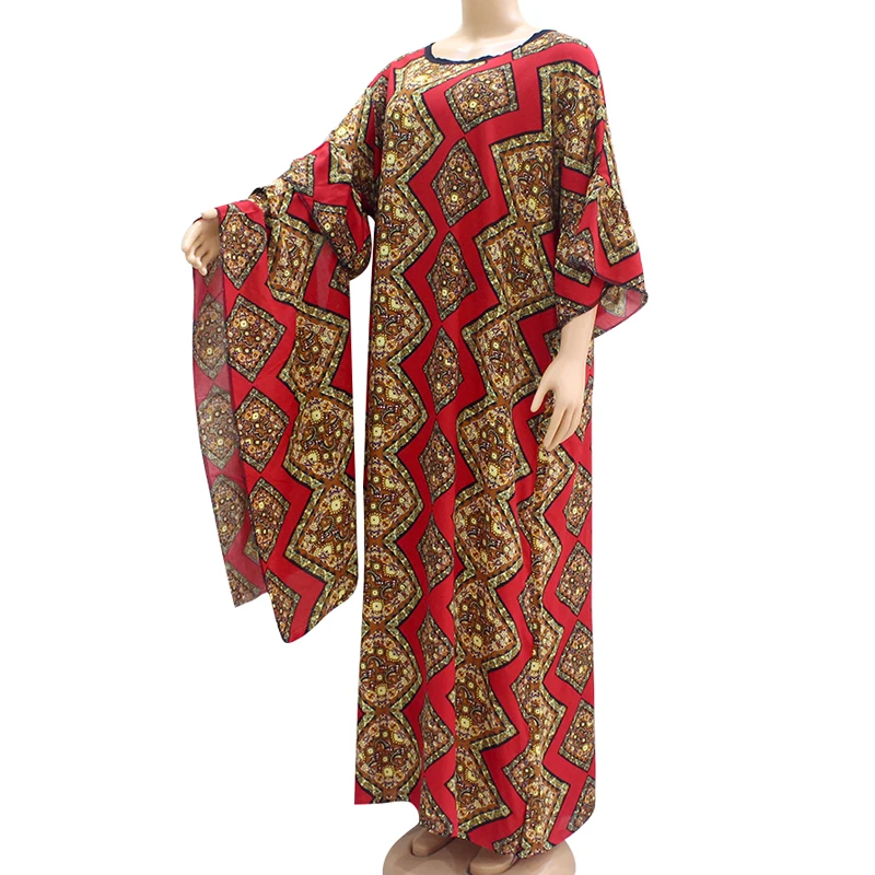 Разноцветные элегантные гофрированные женские платья Boho с коротким рукавом зимние Африканские модные макси платья с шарфом