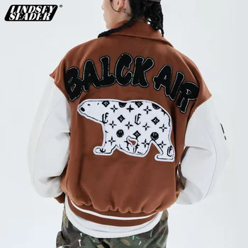 

New Arrival Casual Embroidery Bomber Jacket Men Brand Spring and Autumn 2020 Collar Bear Embroidered Baseball Buttons Suit