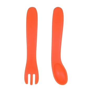 

Baby Feeding Forks Spoon Utensils Soft Bend Design Feeding Baby Spoon Safety Tableware Infant Learning Spoons