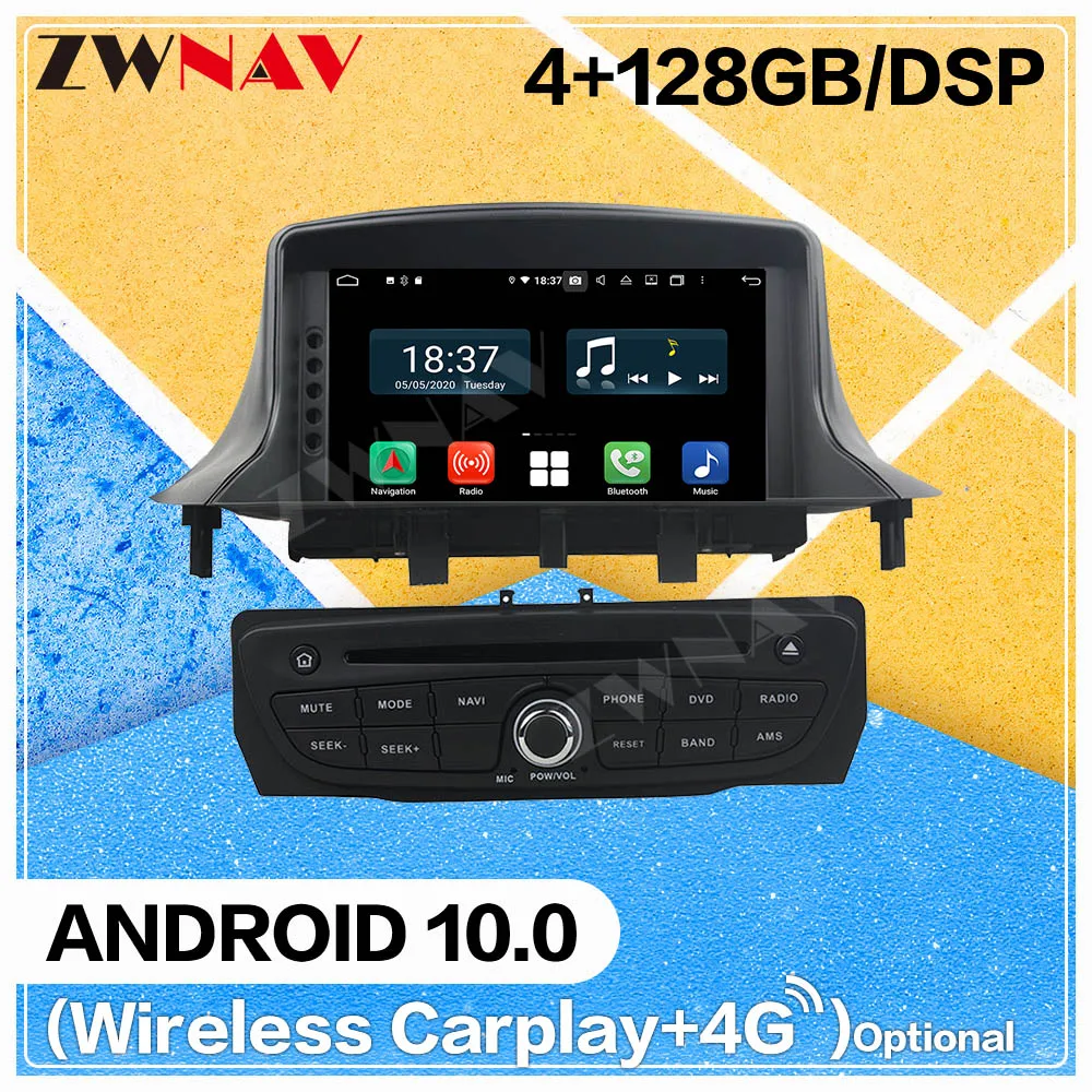 128G Carplay Android DVD Player for Renault Megane 3 Fluence 2009 2010 2011 2012 2013 2014 2015 2016 GPS Unit Audio Radio Stereo