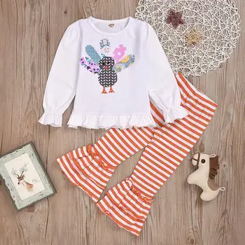 

Hot sale turkey thanksgiving boutique children girl clothing set high quality cotton