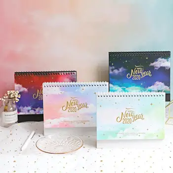

1piece 2020 Desk Calendar Fantasy Colorful Schedule Memo Coil Plan Paper Calendar Table Standing Desktop Planner Schedule K9J5