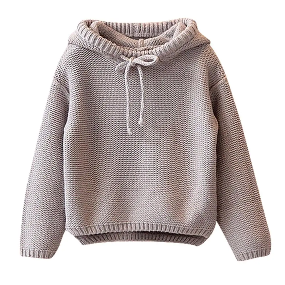 

Toddler Kids Baby Girls Solid Hooded Long Sleeve Sweater Knit Crochet Fashion Tops Clothes Outfits For 2-6T Children