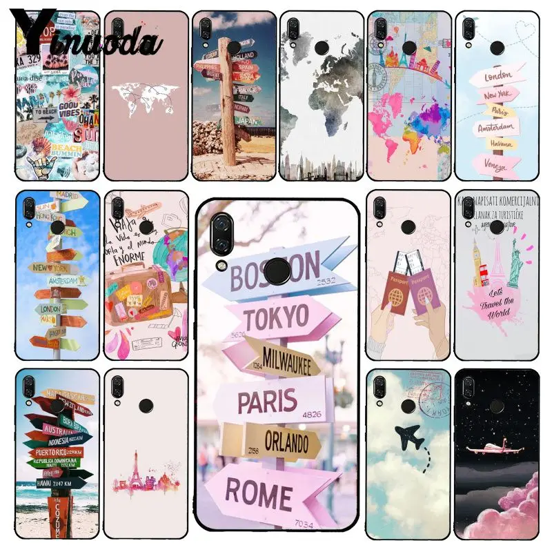 

Yinuoda Airplane Travel World Map Road Sign Phone Case for Xiaomi Redmi Note 7 5 4 Redmi 5plus 6A Note8 4X Note8Pro