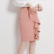 Плиссированная элегантная Темпераментная Женская юбка OL офисная деловая Женская модная Юбка До Колена однотонная Осенняя Женская юбка с высокой талией