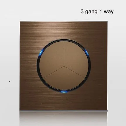 86 Тип 3 gang 1 way кофе алюминиевый сплав панель Переключатель Розетка с пятью