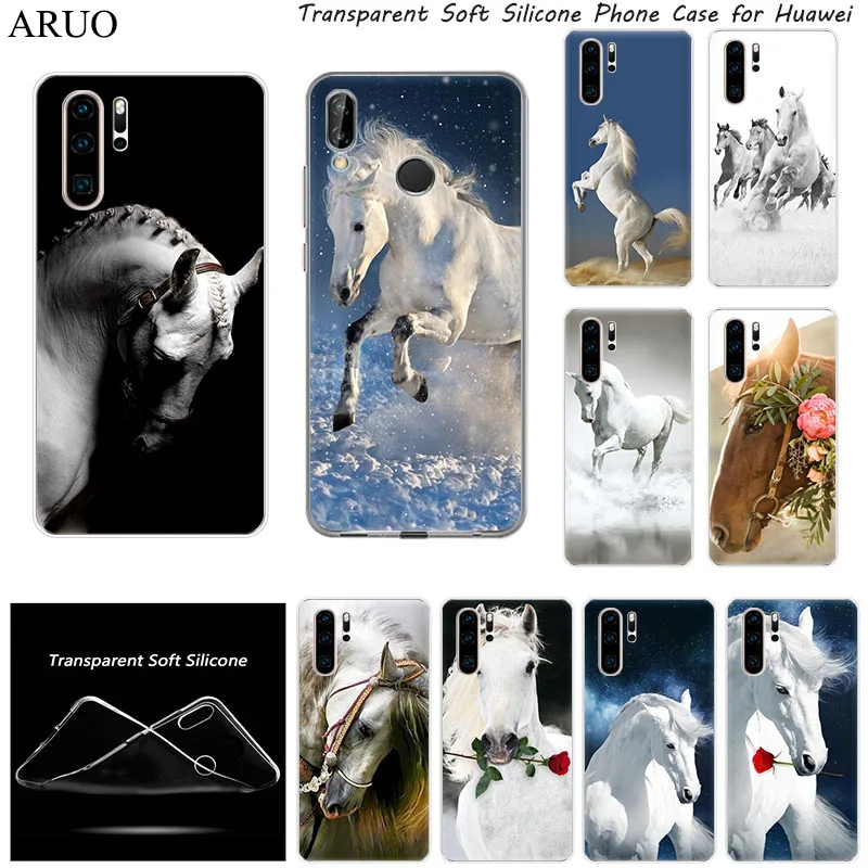 Amazing Great Running Horse Floral SOFT TPU Phone Case for Huawei Y9S Y7P Y6S Y8P P40 P30 P20 Y6P Nova 5t Y8S P-SMart Z cover