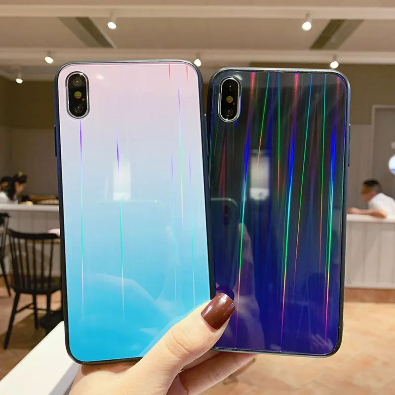 

Aurora Gradient Glass Case For iPhone 7 8 Plus 6 6S Plus Cover Cute Colorful Hard Cover For iPhone 11 Pro MAX X XS Max XR Case