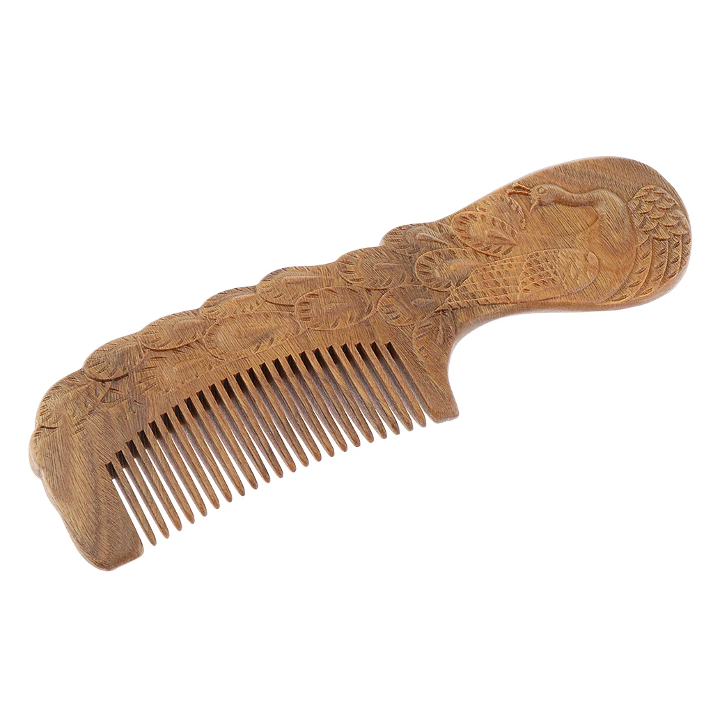 Massage Detangle Comb Handmade Carving Natural Wooden Anti-static Hair Combs