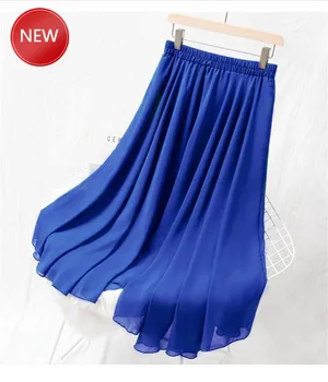 

Woman SkirtsPlus Size Vrouwen 2020 Herfst Mode Hoge Taille Chiffon Rokken Solid Plisse Lange Rok Vintage Elegante Long Skirt