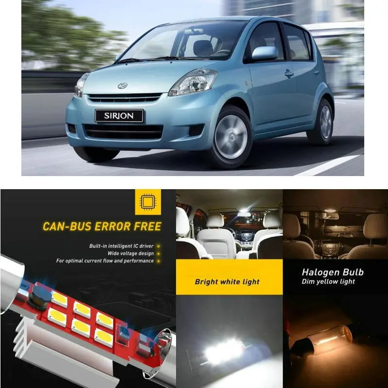 

LED Interior Car Lights For DAIHATSU sirion m3 hatchback storia m1 hatchback Dome map lamp bulb error free