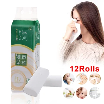 

In Stock!12 Rolls 3 Ply Toilet Paper Strong White Soft Bathroom Tissue Paper Towels Rolls Household Supplies