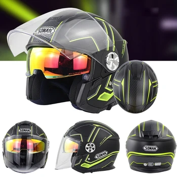 

Fashion Motorcycle Helmet Dual Lens Motorcross Racing Crash Moto Helmet Sctooer Riding Motornike Biker 3/4 Open face Helmet