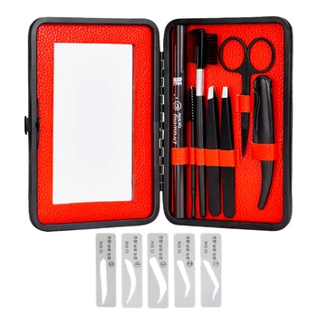 

8 in 1 Men Eye brow Grooming Set Eyebrow Trimmer Drawing Stencils Tweezers Comb Pencil Eyebrow Trimming Suit Make Up Tool Kit