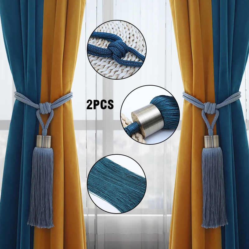 1 par de colgantes Retro para cortinas, decorativas para el hogar, sala de estar, cuerda de corbata con borlas|Accesorios decorativos de cortinas| - AliExpress