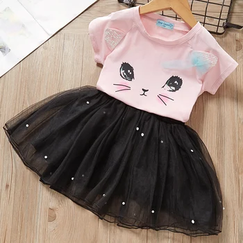 

Melario Girls Dress Summer Baby Girl Princess Dress Cartoon Cute Tops+ Ball Gown Dress 2Pcs Clothing Suit Toddler Girls Clothes